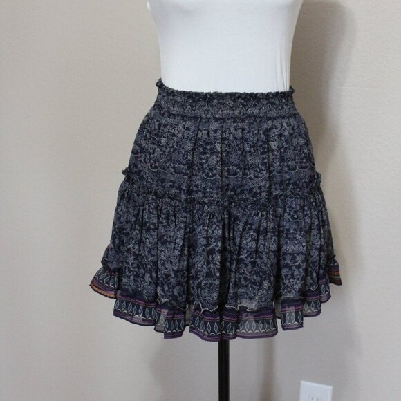 Misa Los Angeles Womens Marion Mini Skirt Ruffles Blue White Size Small Lined - Picture 1 of 8